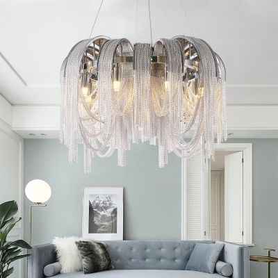 Chroom aluminium ketting kwast kroonluchter
