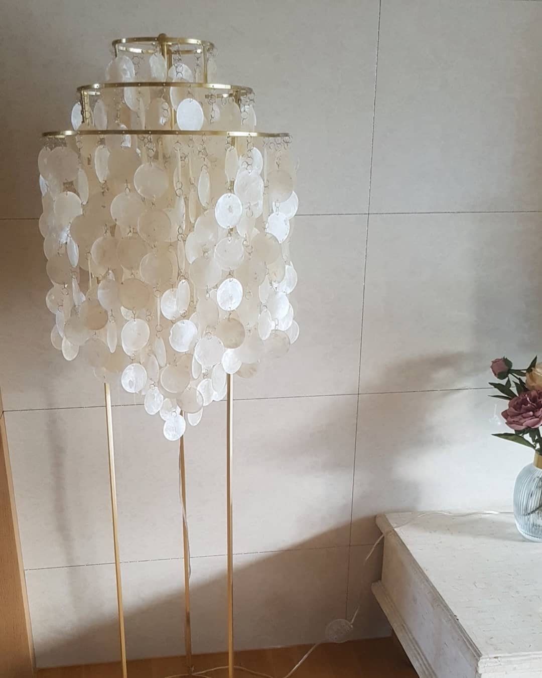 Vintage schelpenvloerlamp