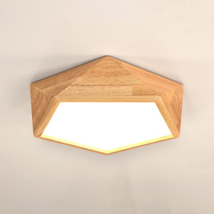 Geometrische houten plafondlamp