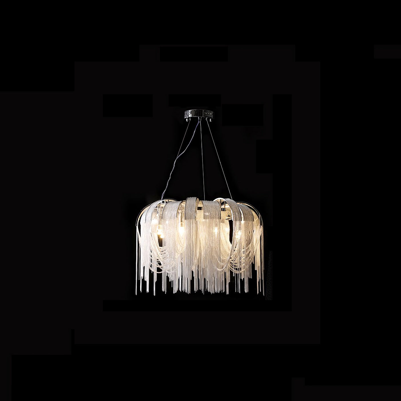 Chroom aluminium ketting kwast kroonluchter