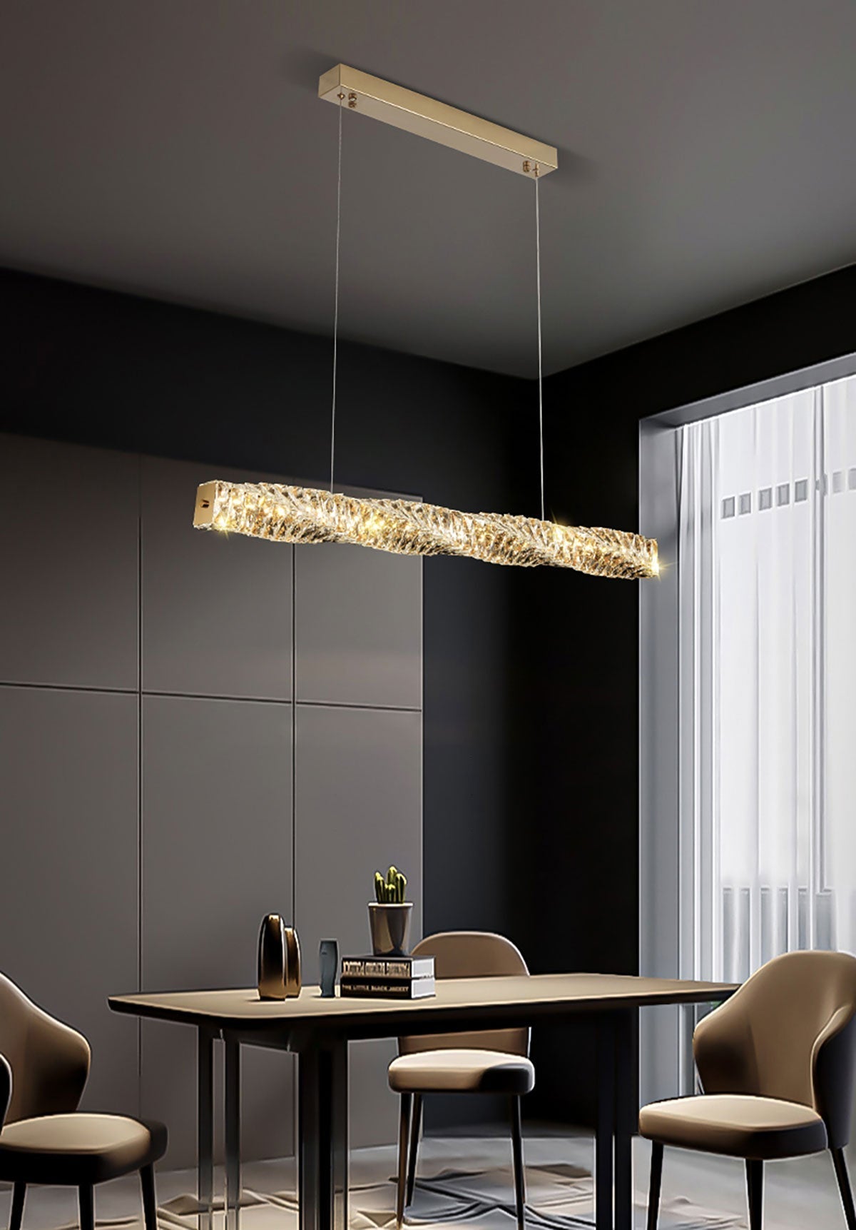 Lange kristallen hanglamp