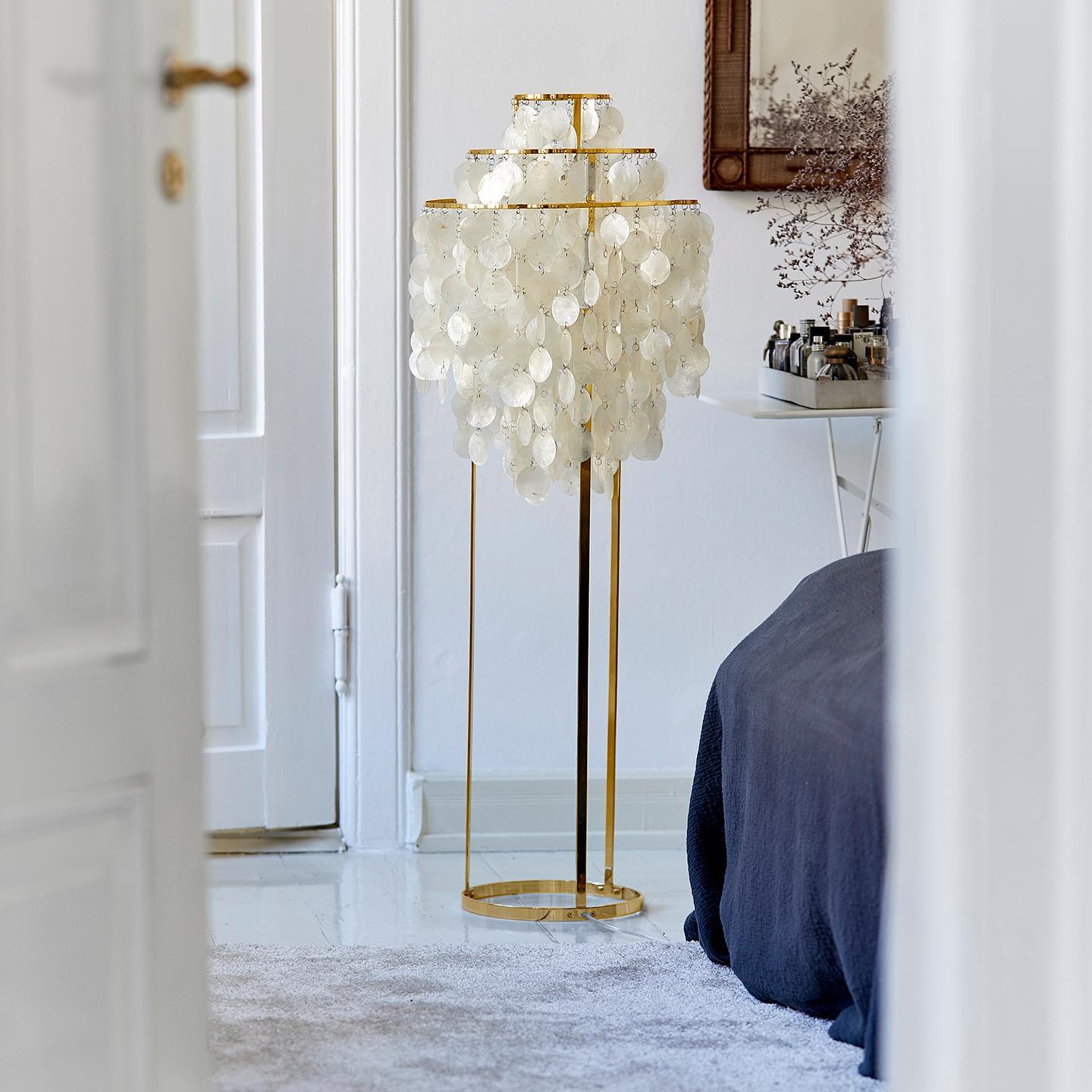 Vintage schelpenvloerlamp