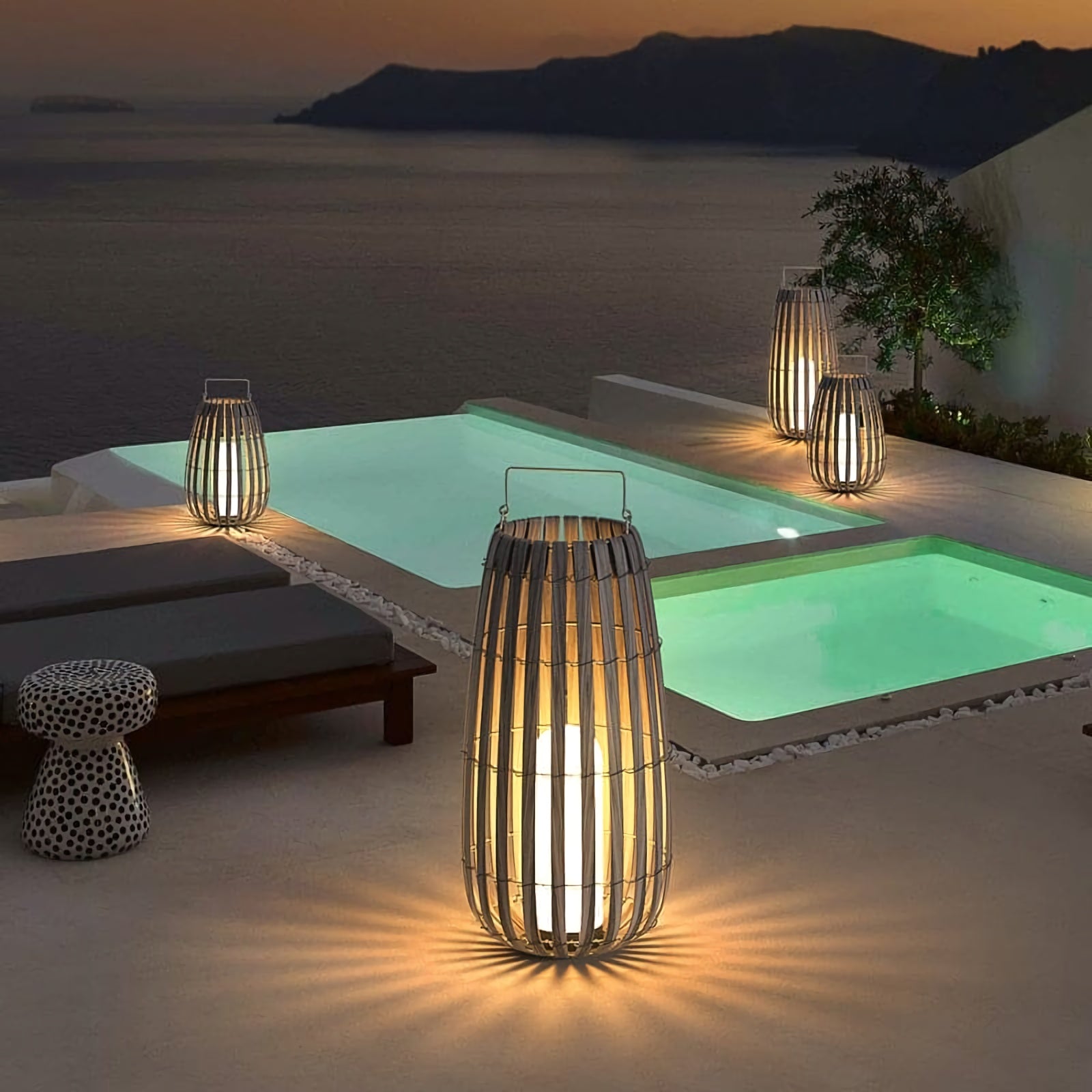 Tuin rotan vloerlamp