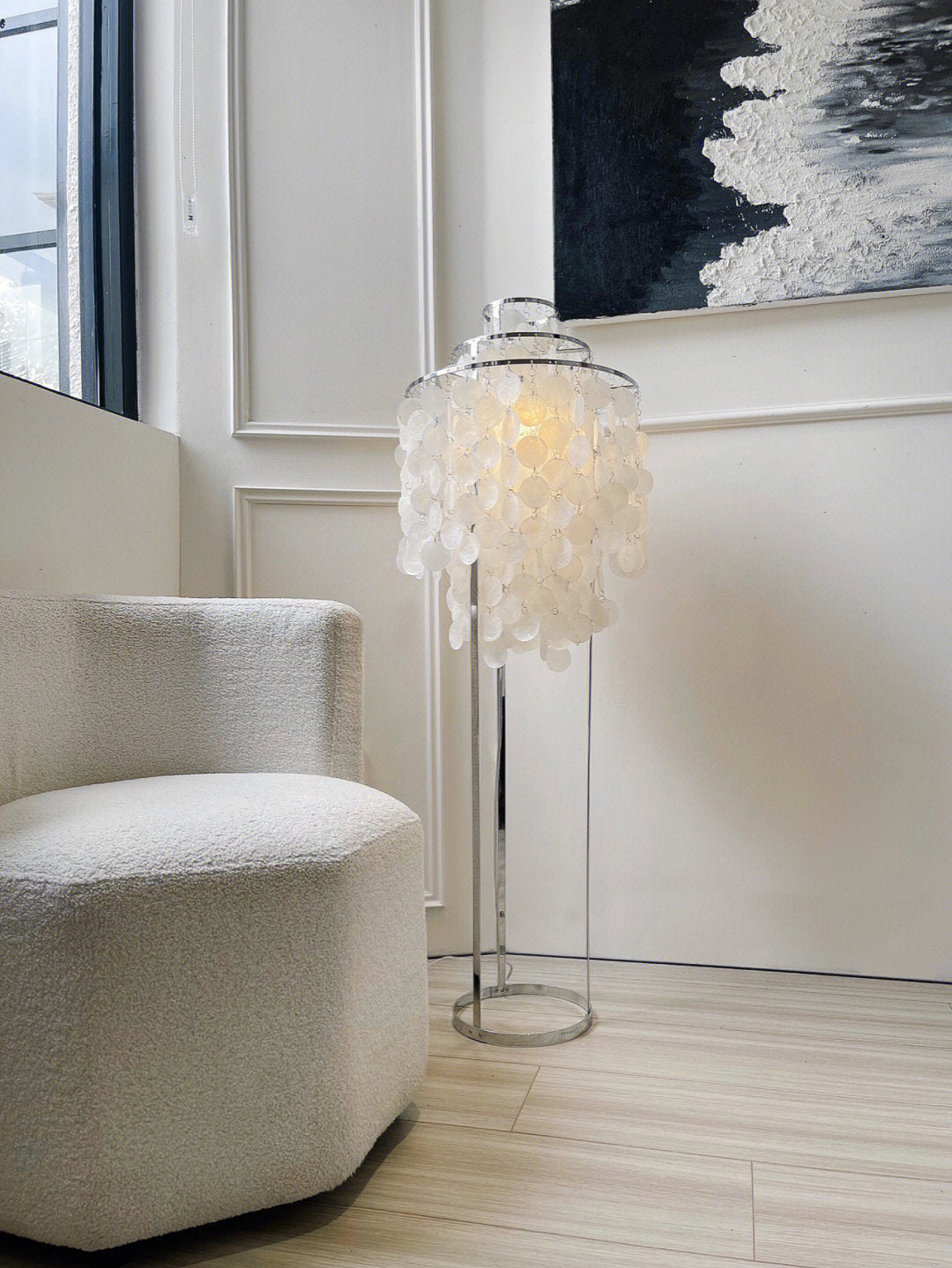 Vintage schelpenvloerlamp