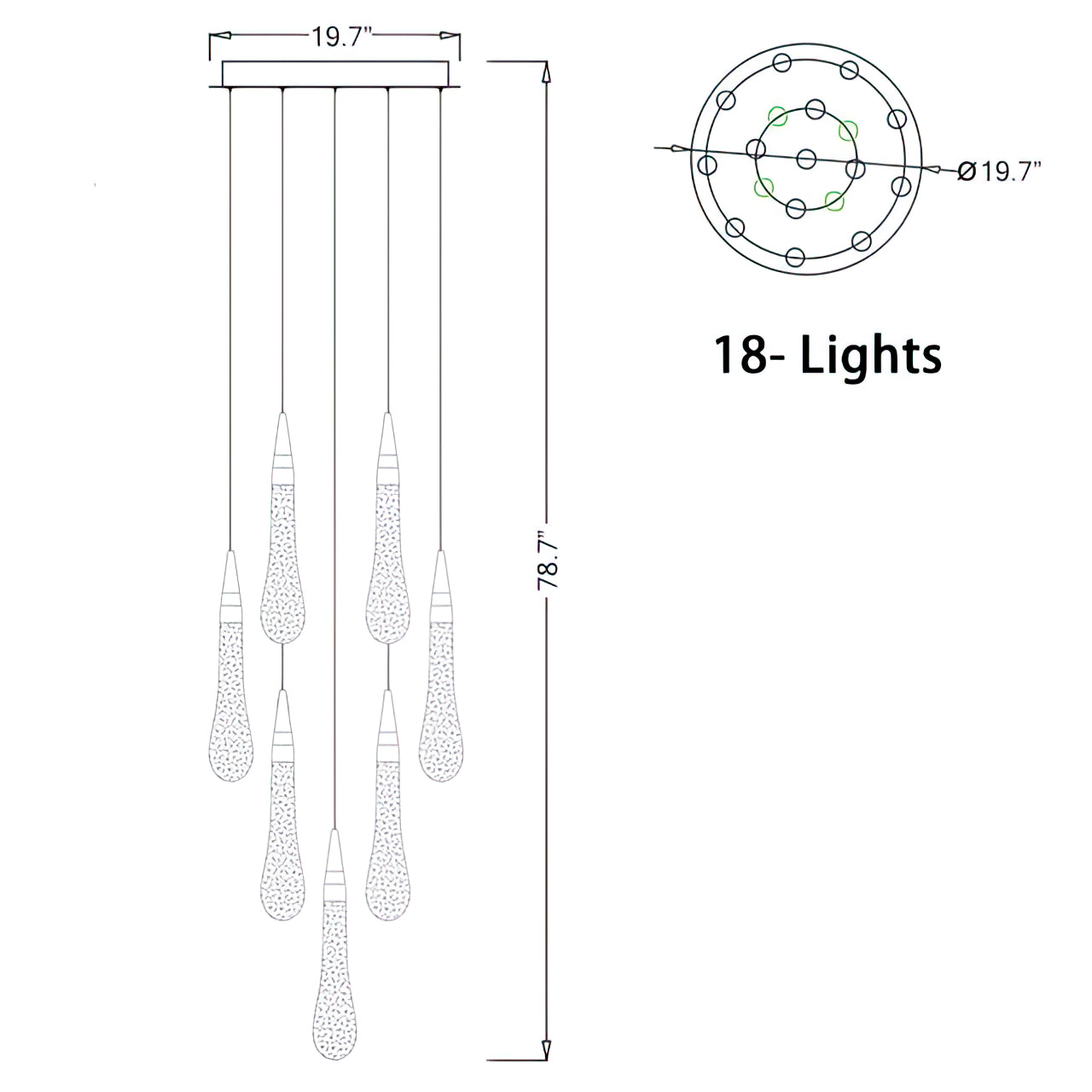LED glazen druppels kroonluchter