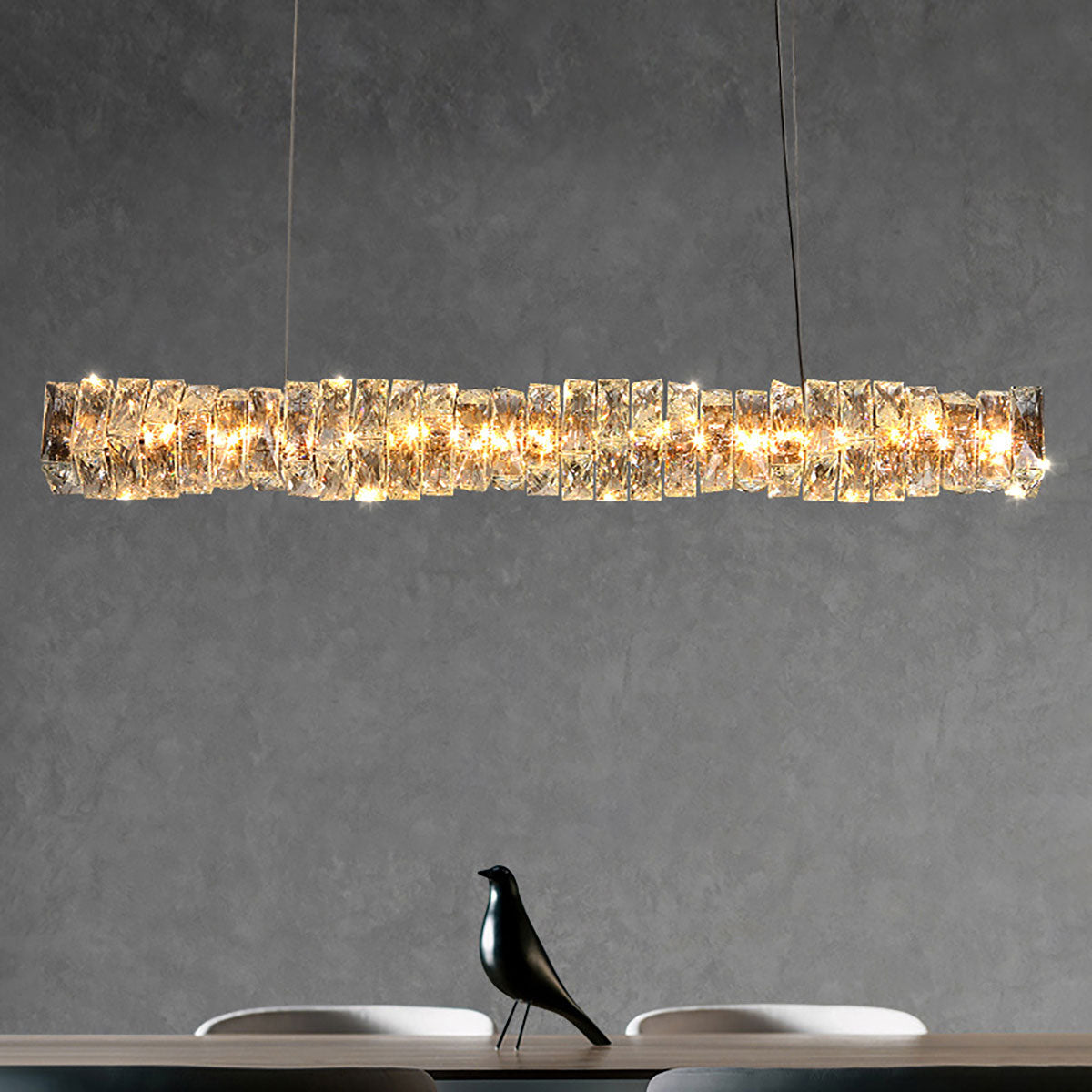 Lange kristallen hanglamp