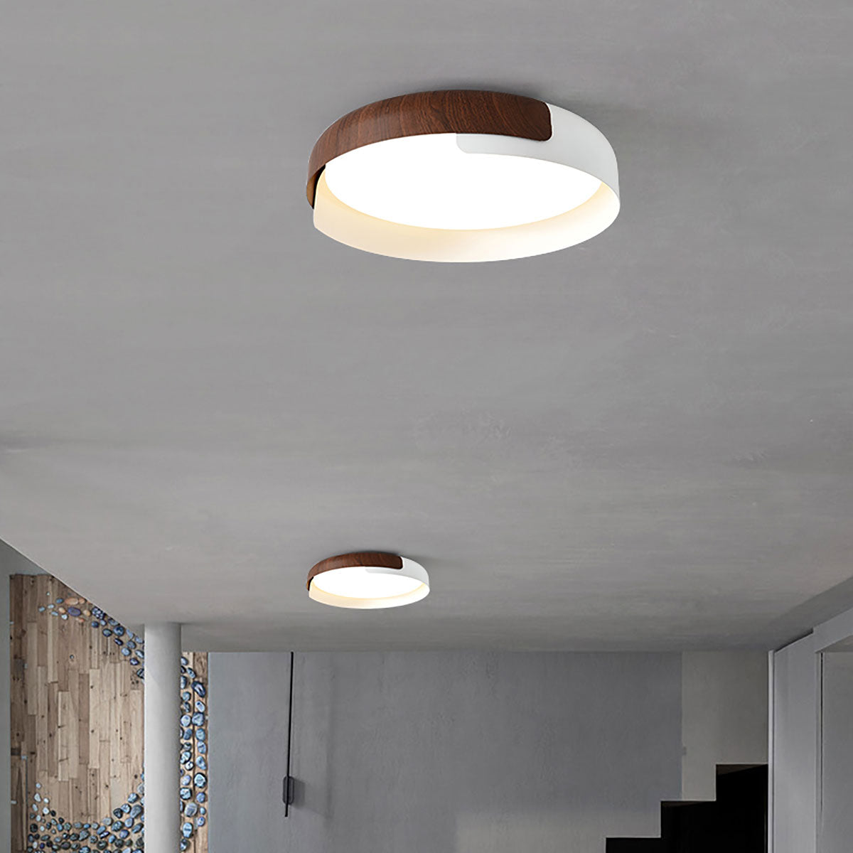 Hout geschilderde ronde plafondlamp