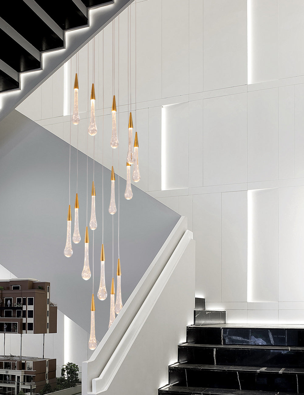LED glazen druppels kroonluchter
