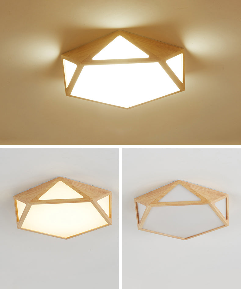 Geometrische houten plafondlamp