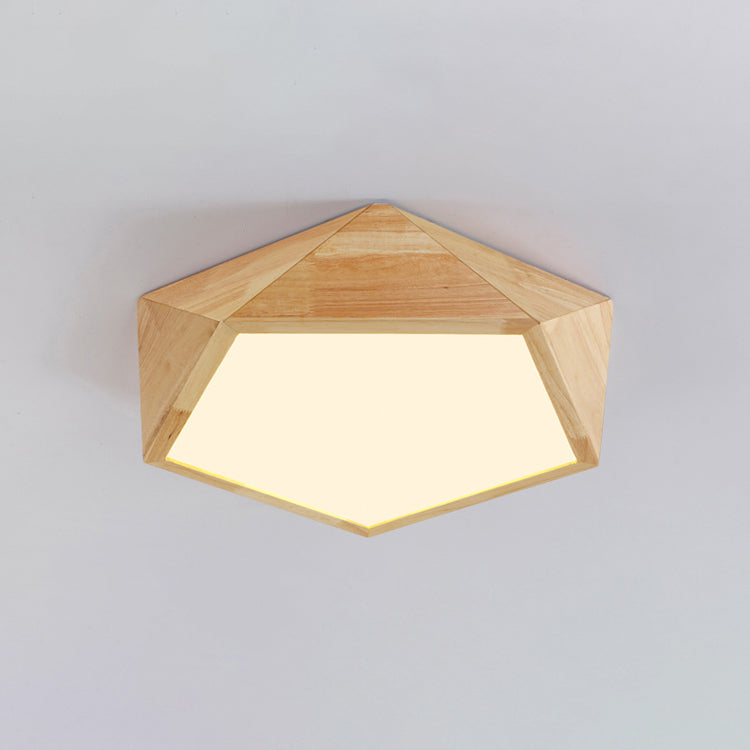 Geometrische houten plafondlamp