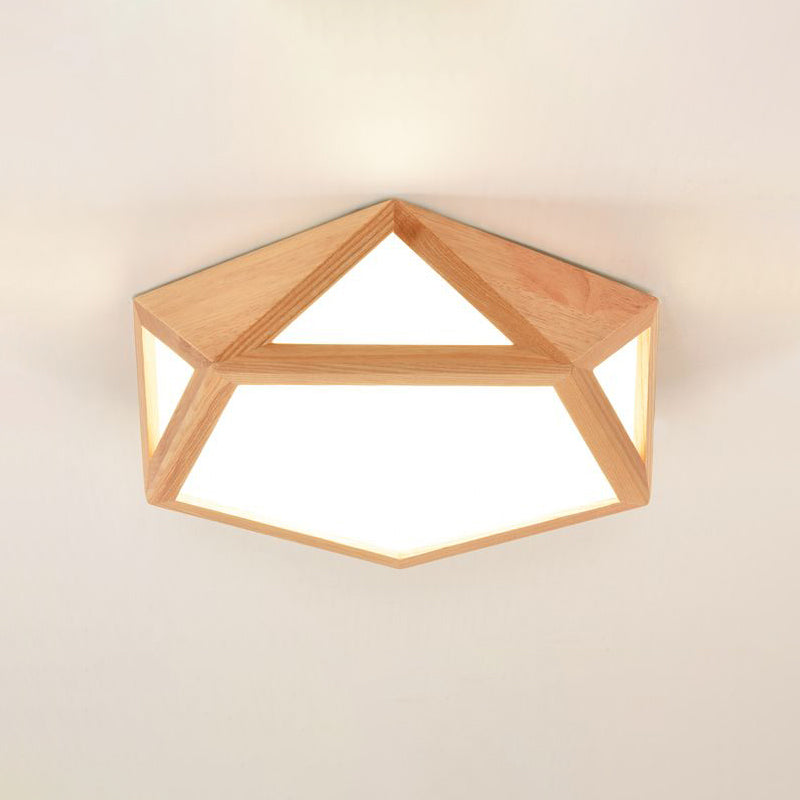 Geometrische houten plafondlamp