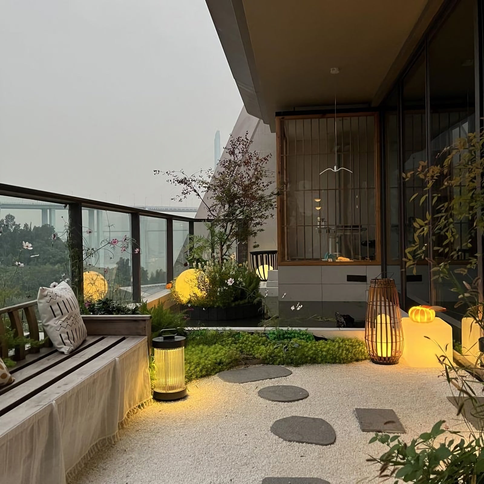 Tuin rotan vloerlamp