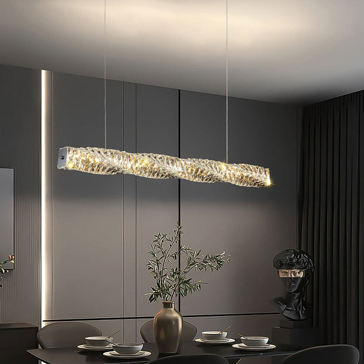 Lange kristallen hanglamp