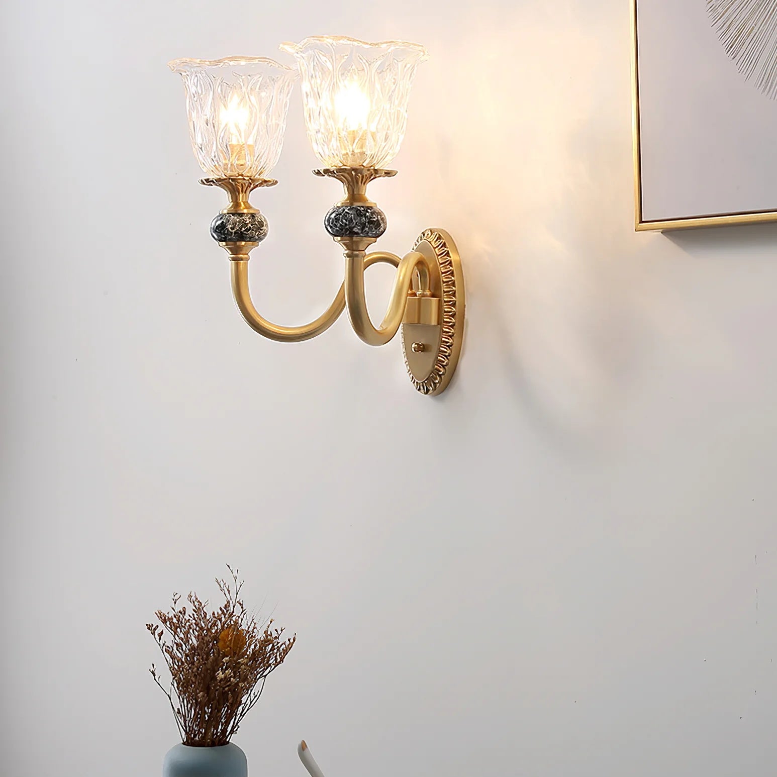 Glazen keramische wandlamp