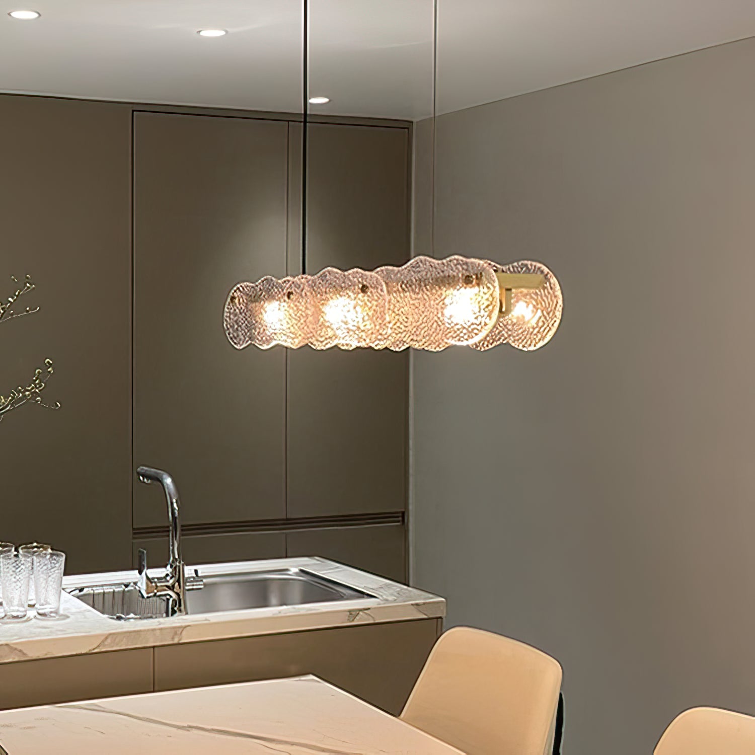 Water Ripple Glass Island Chandeliers