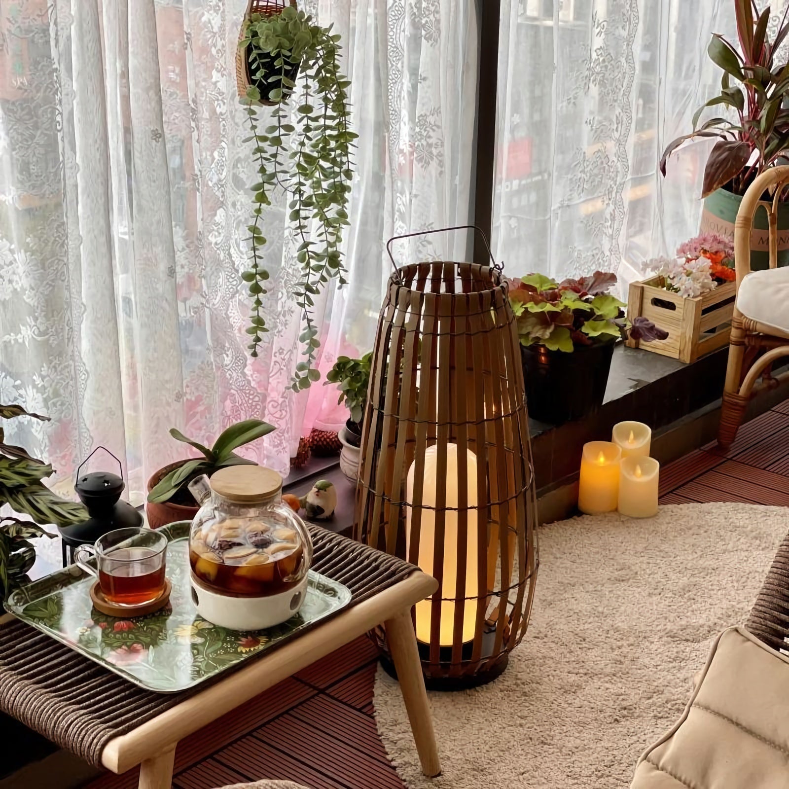 Tuin rotan vloerlamp