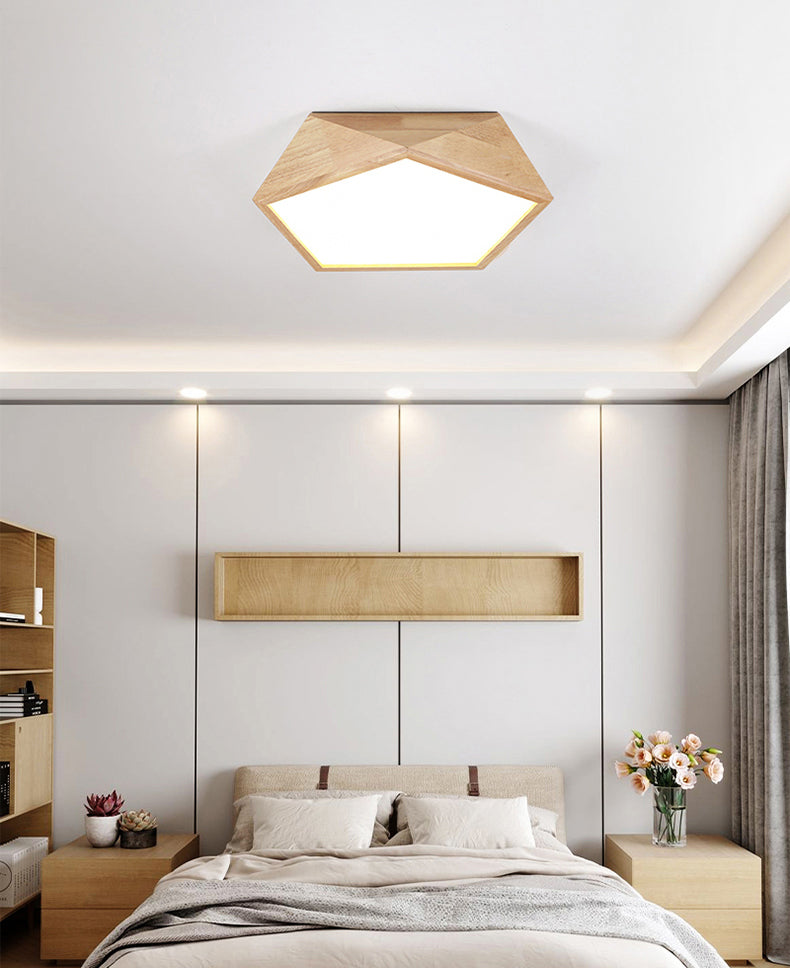 Geometrische houten plafondlamp