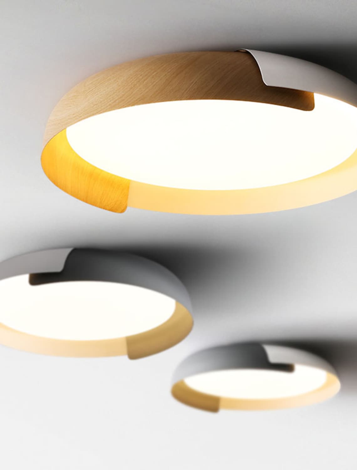 Hout geschilderde ronde plafondlamp