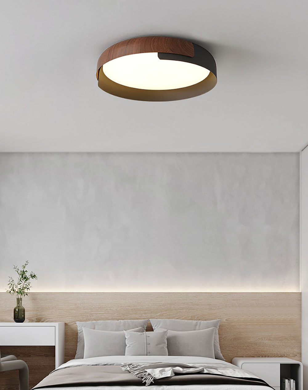 Hout geschilderde ronde plafondlamp