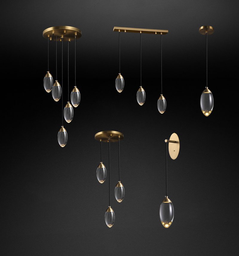 Messing kristallen hanglamp