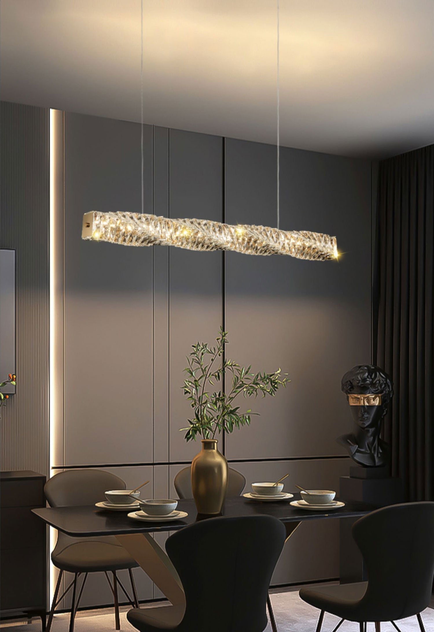 Lange kristallen hanglamp