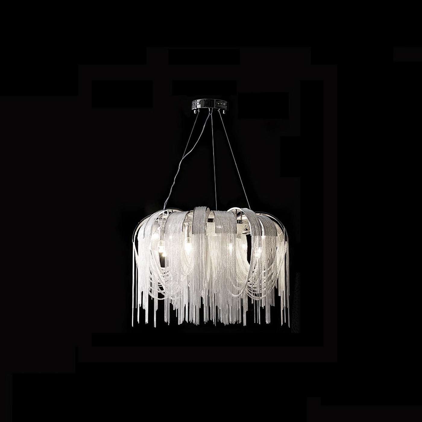 Chroom aluminium ketting kwast kroonluchter