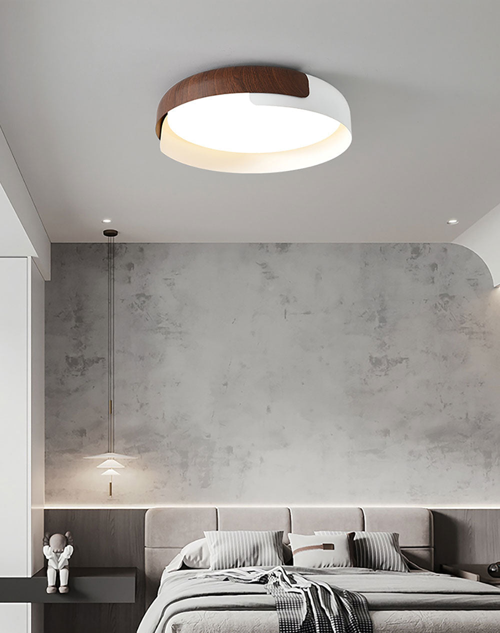 Hout geschilderde ronde plafondlamp