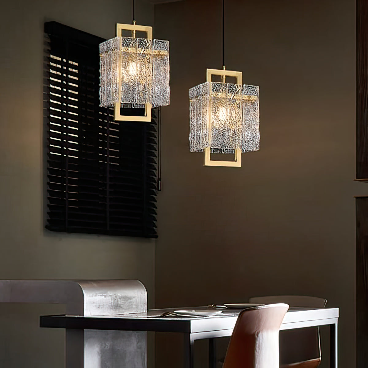 Vierkant frame gebarsten glazen lampenkap wandlamp