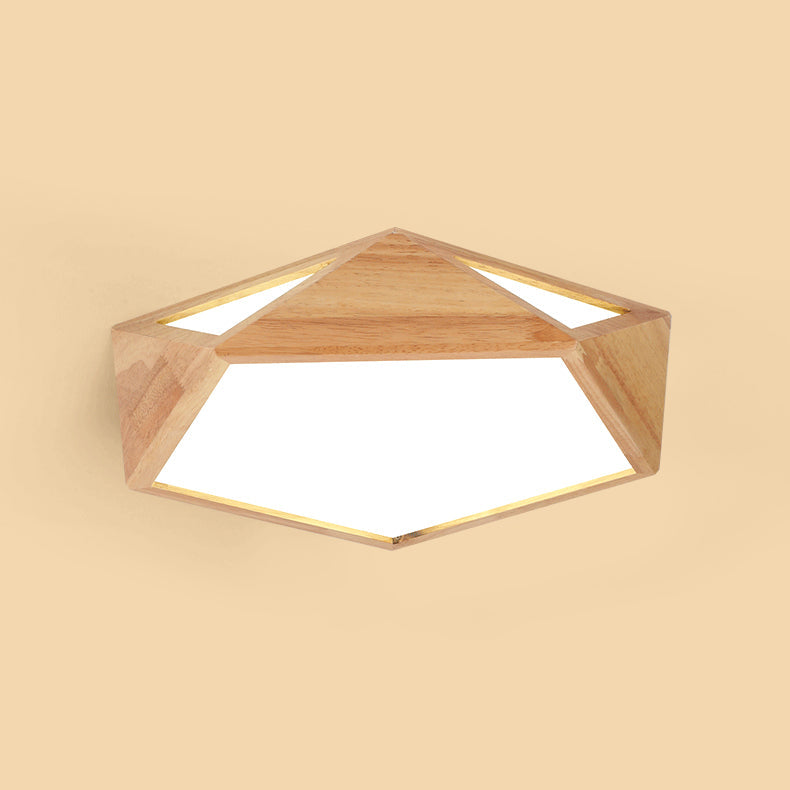 Geometrische houten plafondlamp