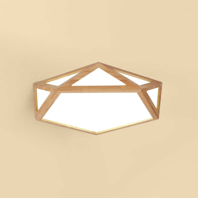 Geometrische houten plafondlamp