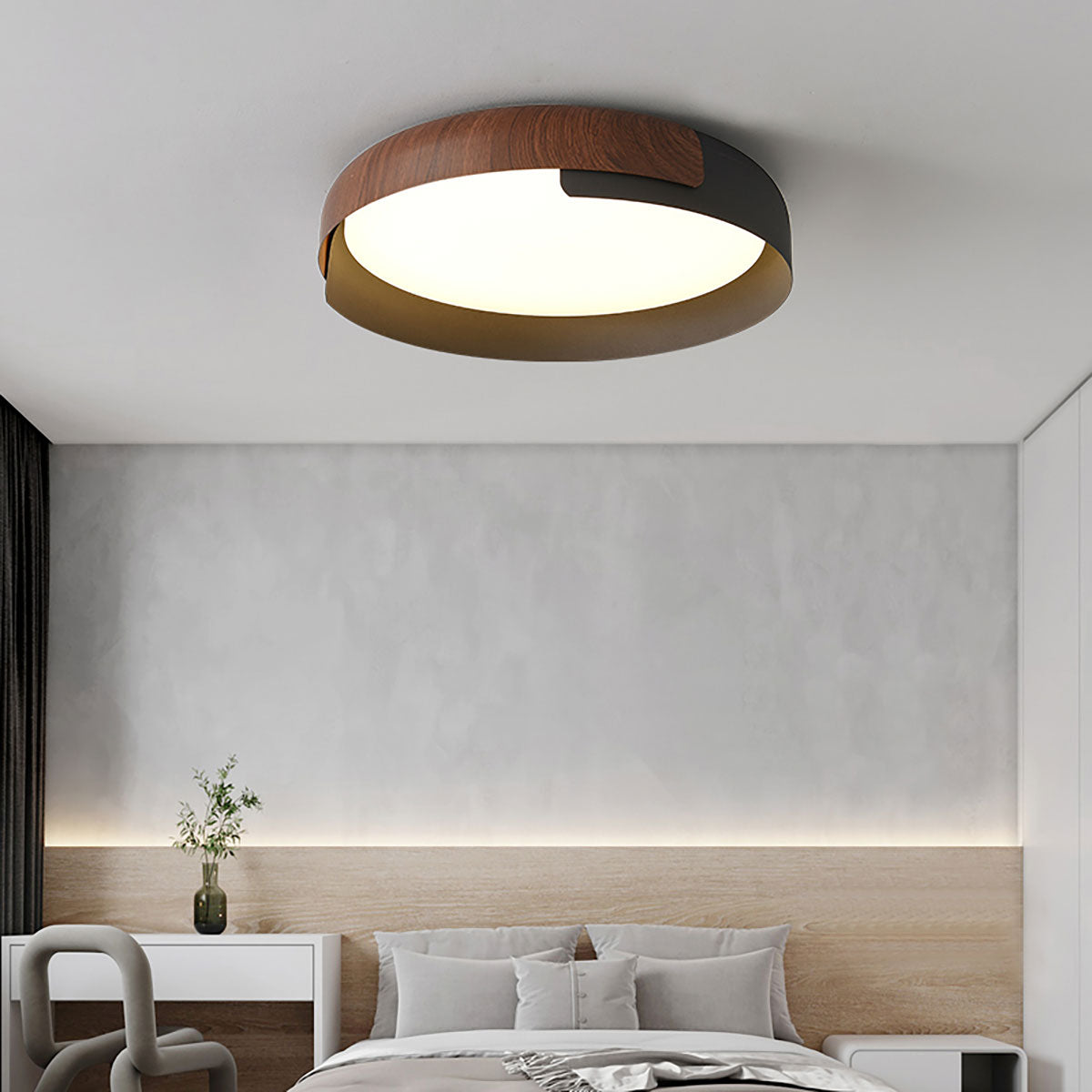 Hout geschilderde ronde plafondlamp