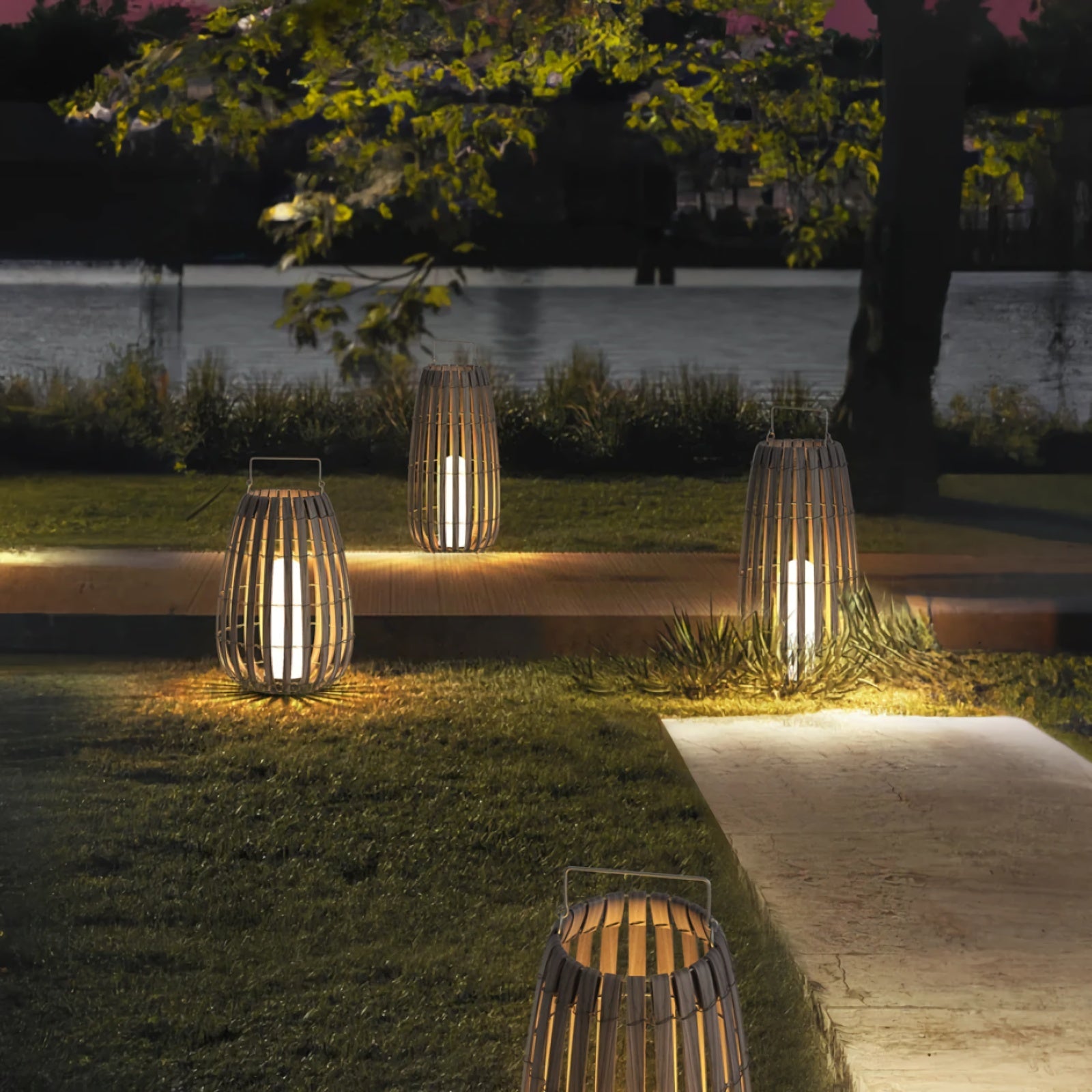 Tuin rotan vloerlamp