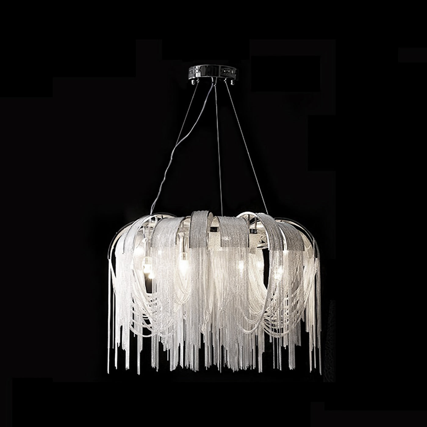 Chroom aluminium ketting kwast kroonluchter