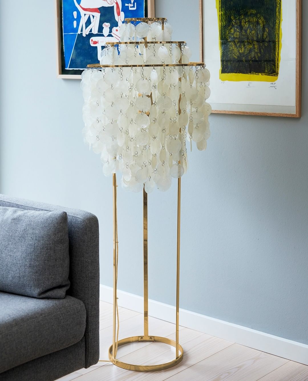 Vintage schelpenvloerlamp