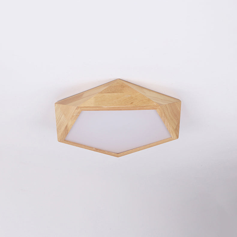 Geometrische houten plafondlamp