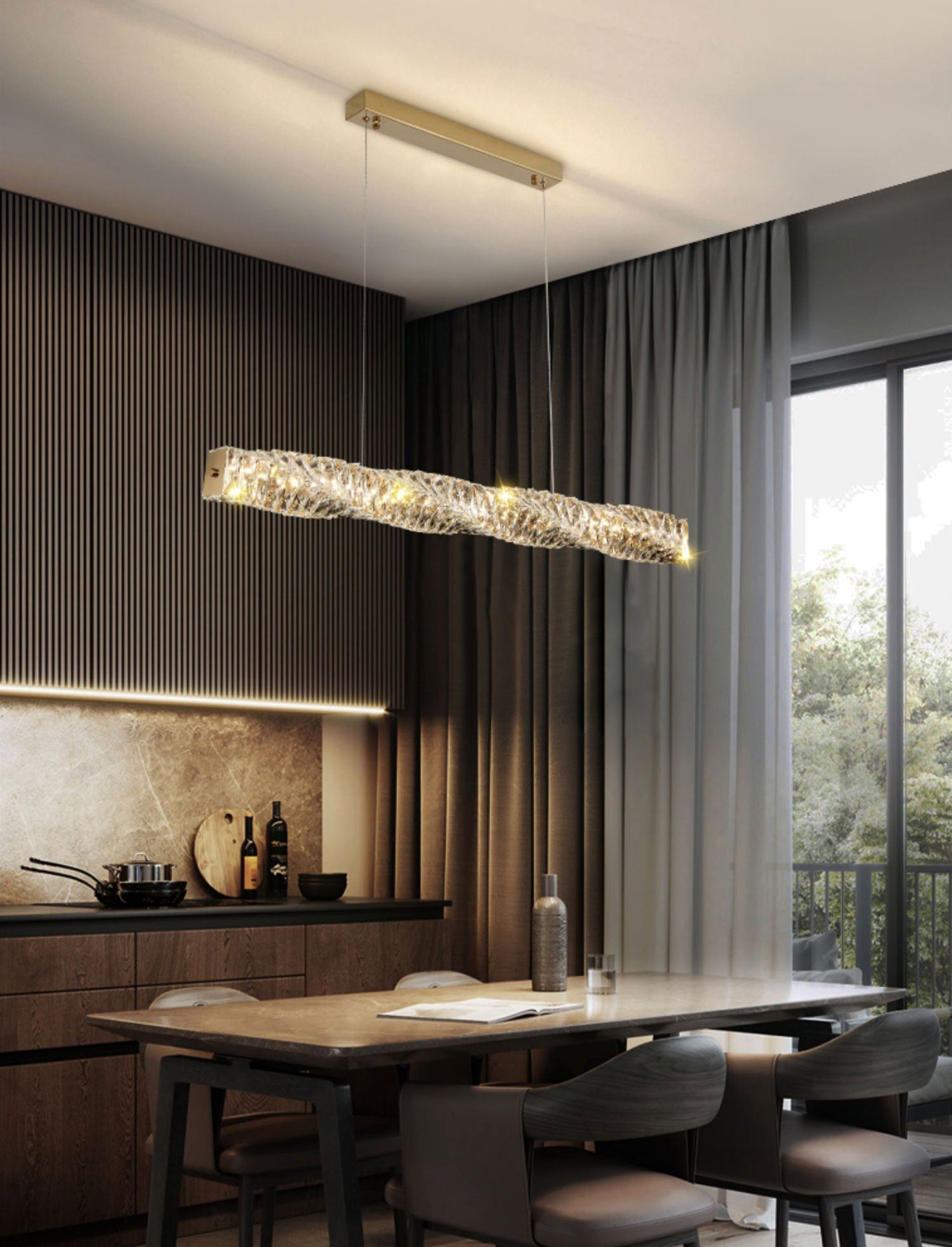 Lange kristallen hanglamp