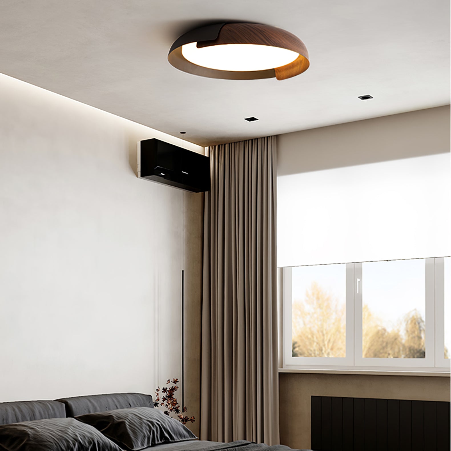 Hout geschilderde ronde plafondlamp