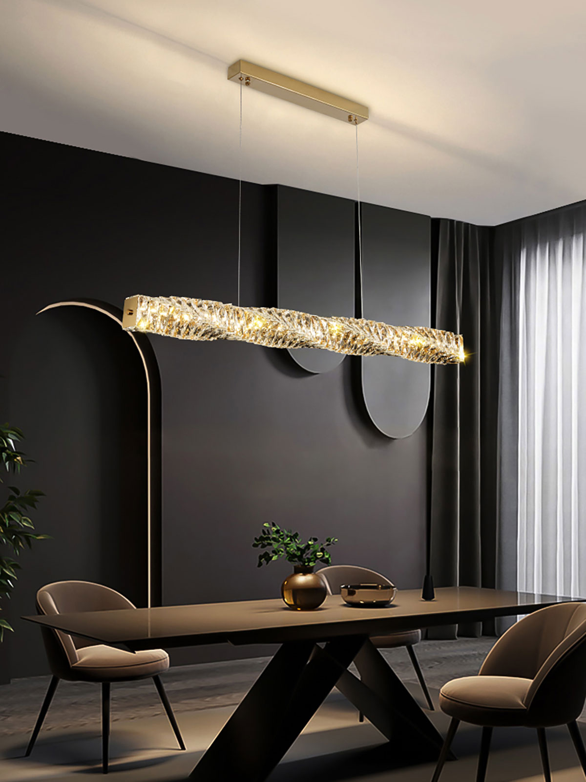 Lange kristallen hanglamp
