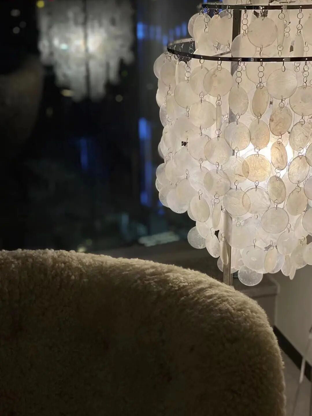 Vintage schelpenvloerlamp
