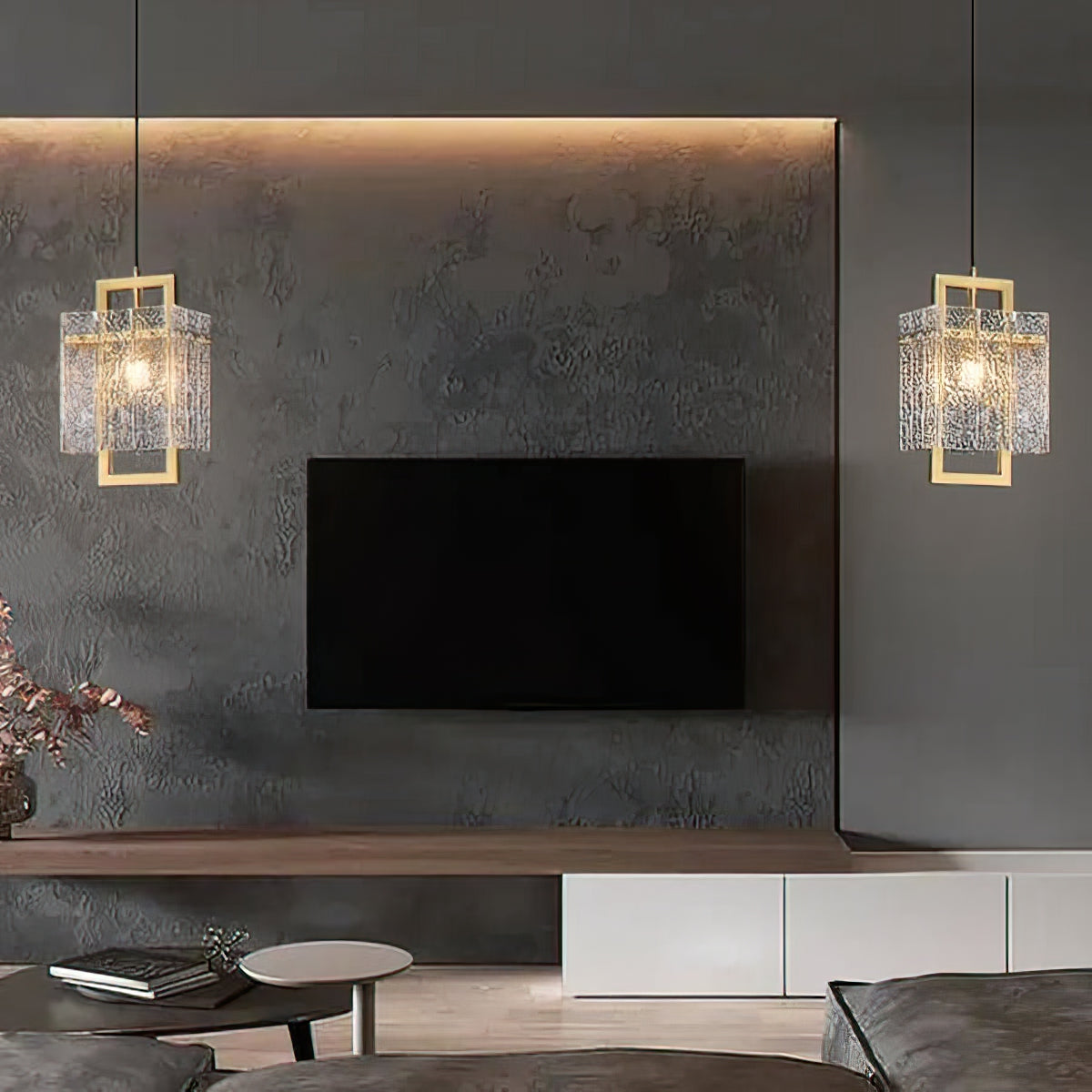 Vierkant frame gebarsten glazen lampenkap wandlamp