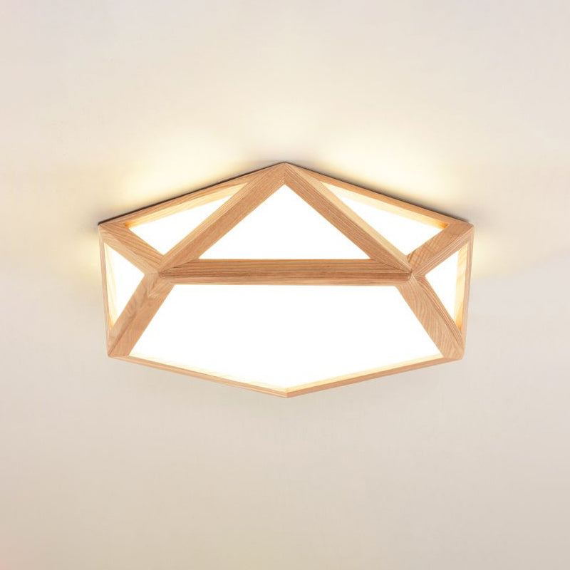 Geometrische houten plafondlamp