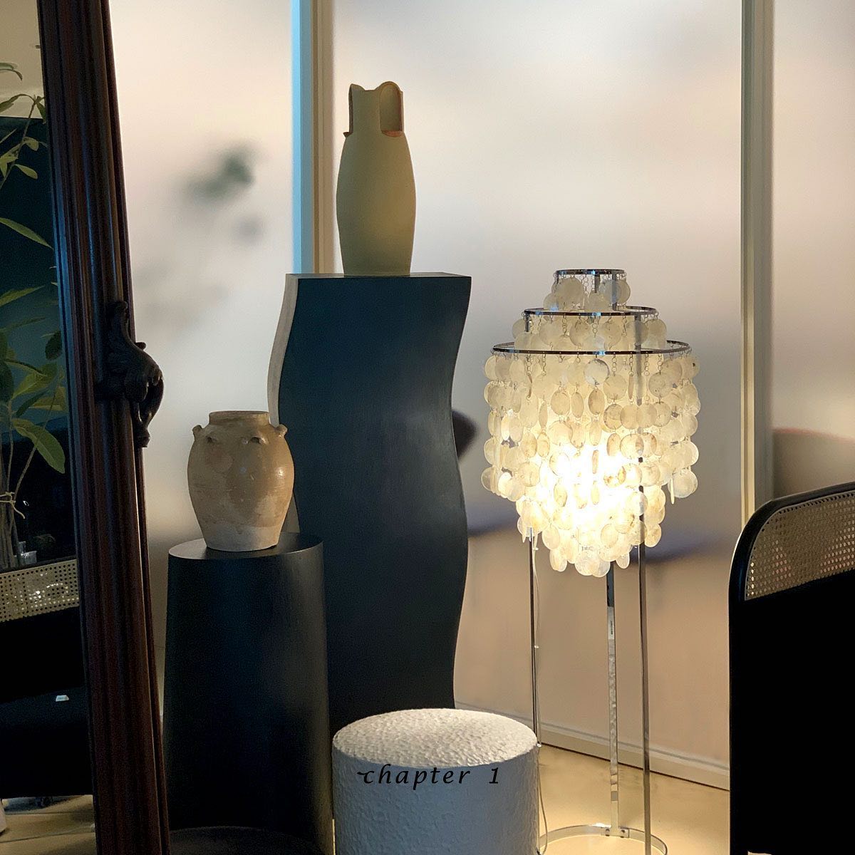 Vintage schelpenvloerlamp