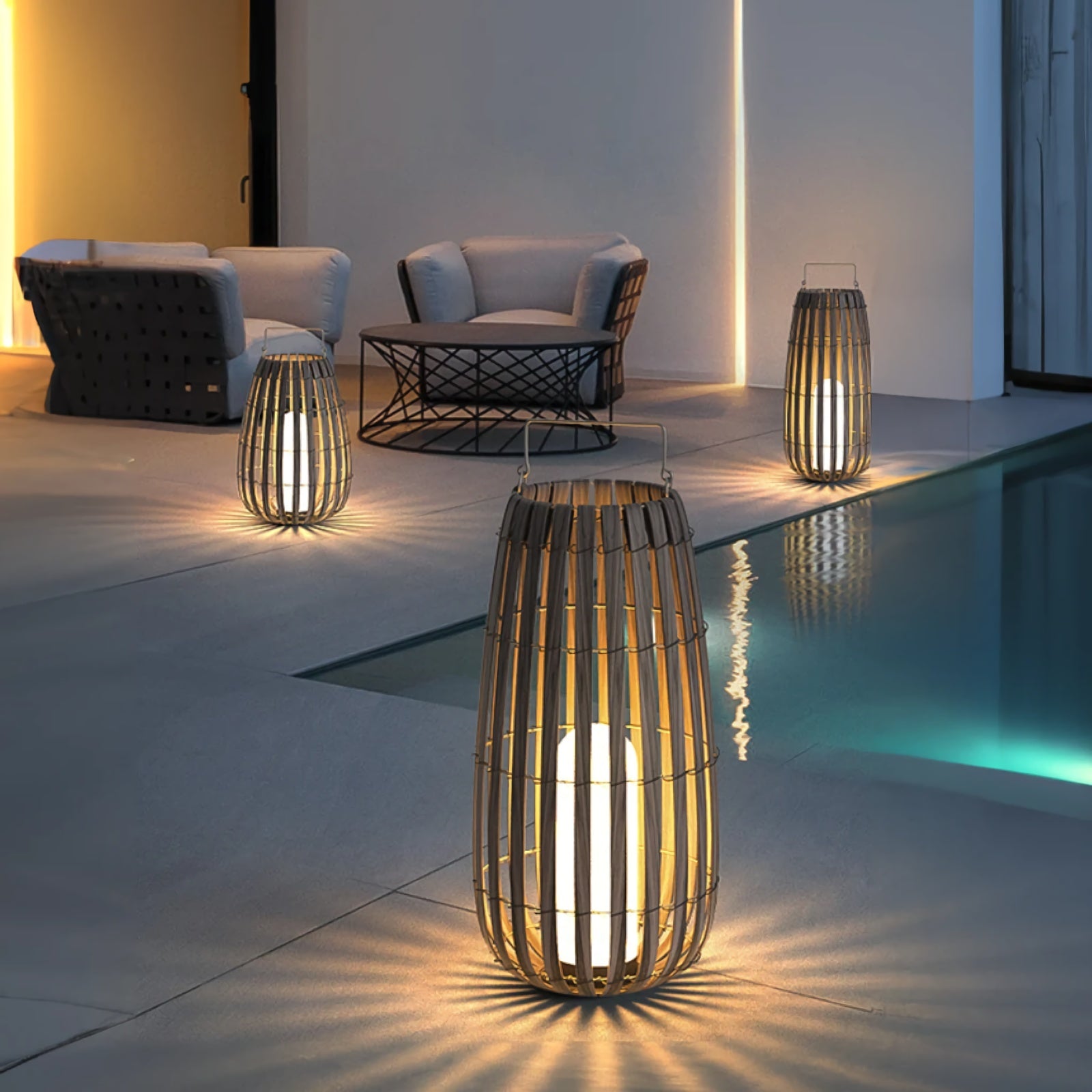 Tuin rotan vloerlamp