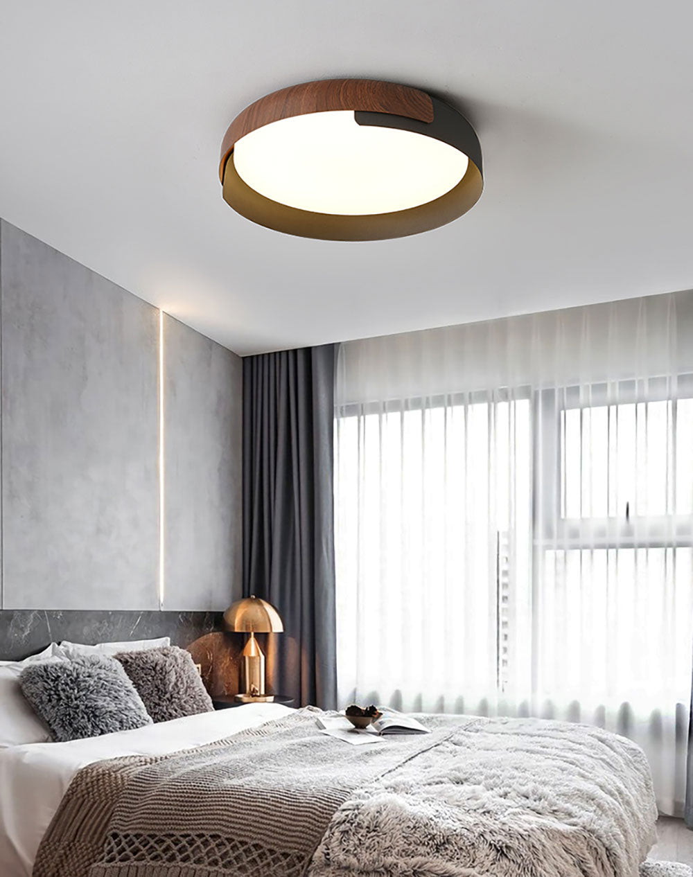 Hout geschilderde ronde plafondlamp
