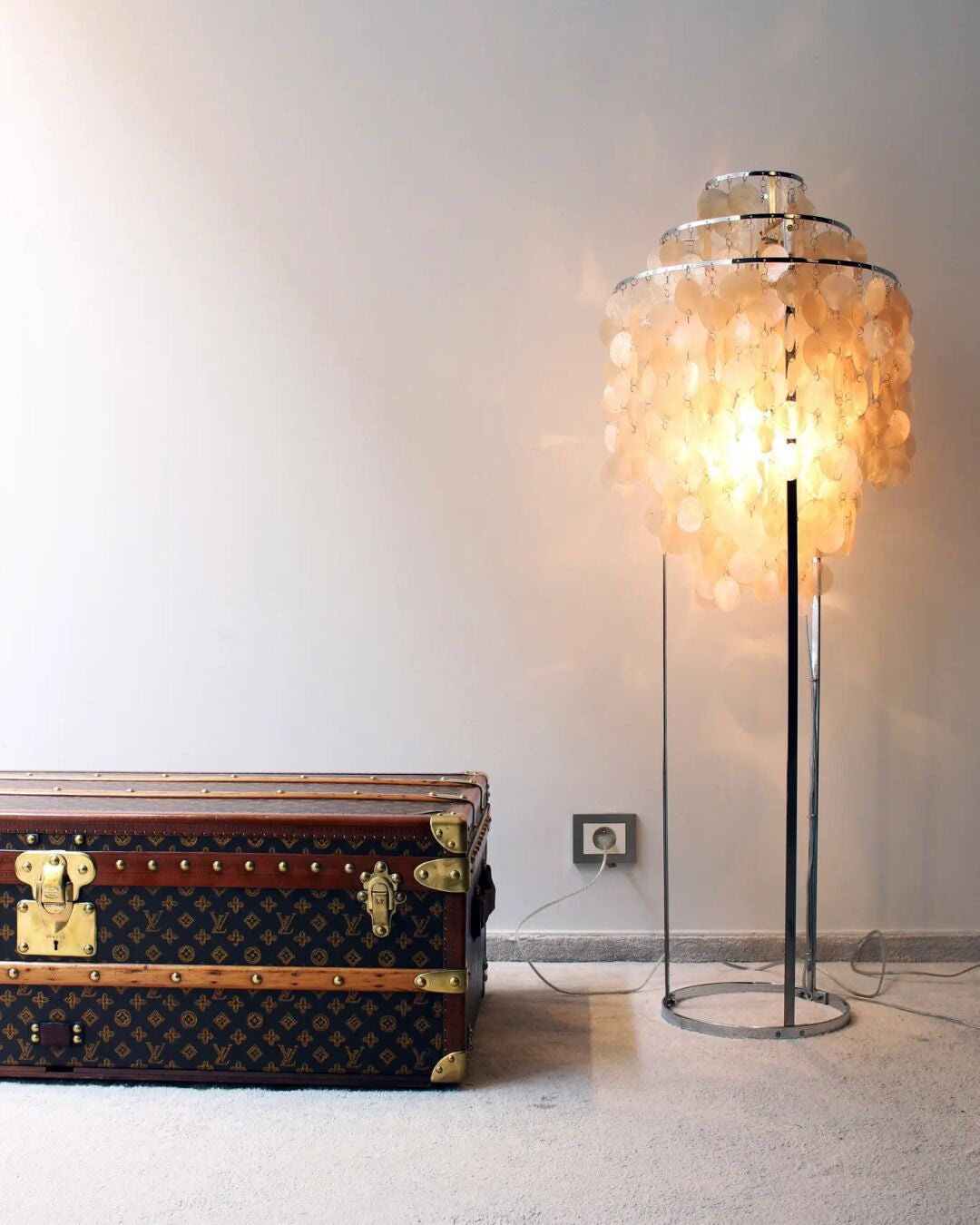 Vintage schelpenvloerlamp