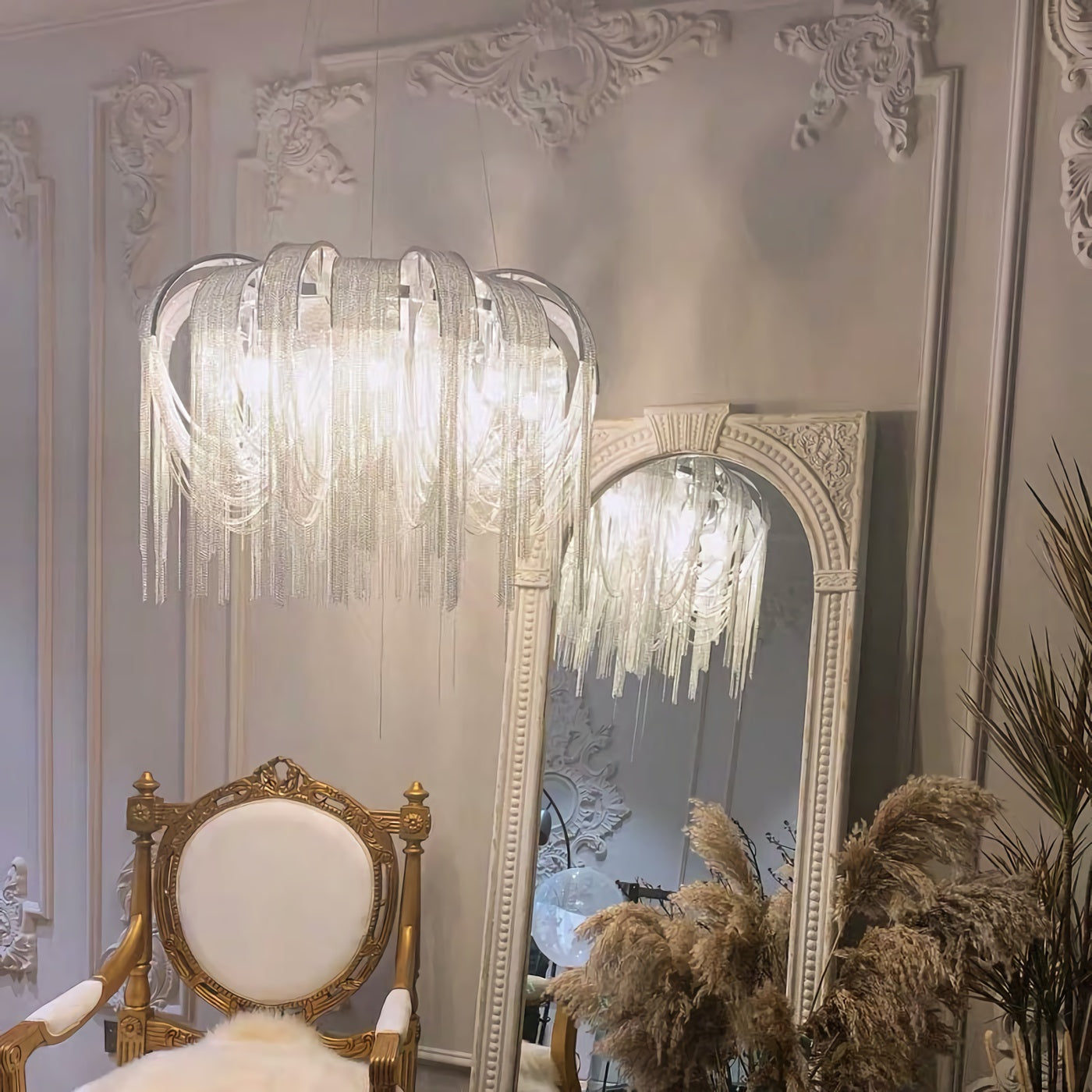 Chroom aluminium ketting kwast kroonluchter
