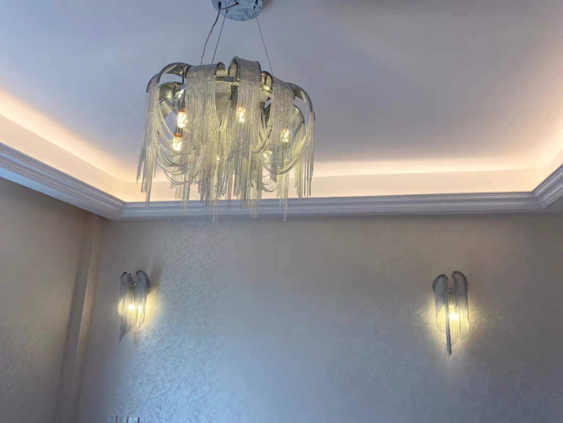 Chroom aluminium ketting kwast kroonluchter
