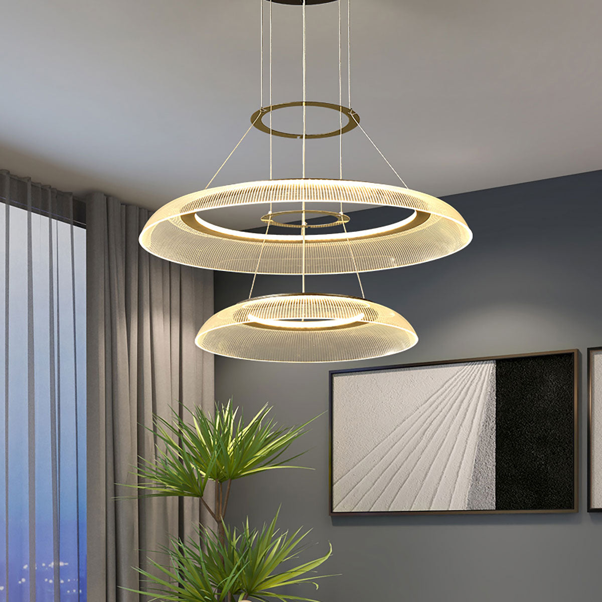 Afgestudeerde cirkelkroonluchter | Art Deco ronde kroonluchter