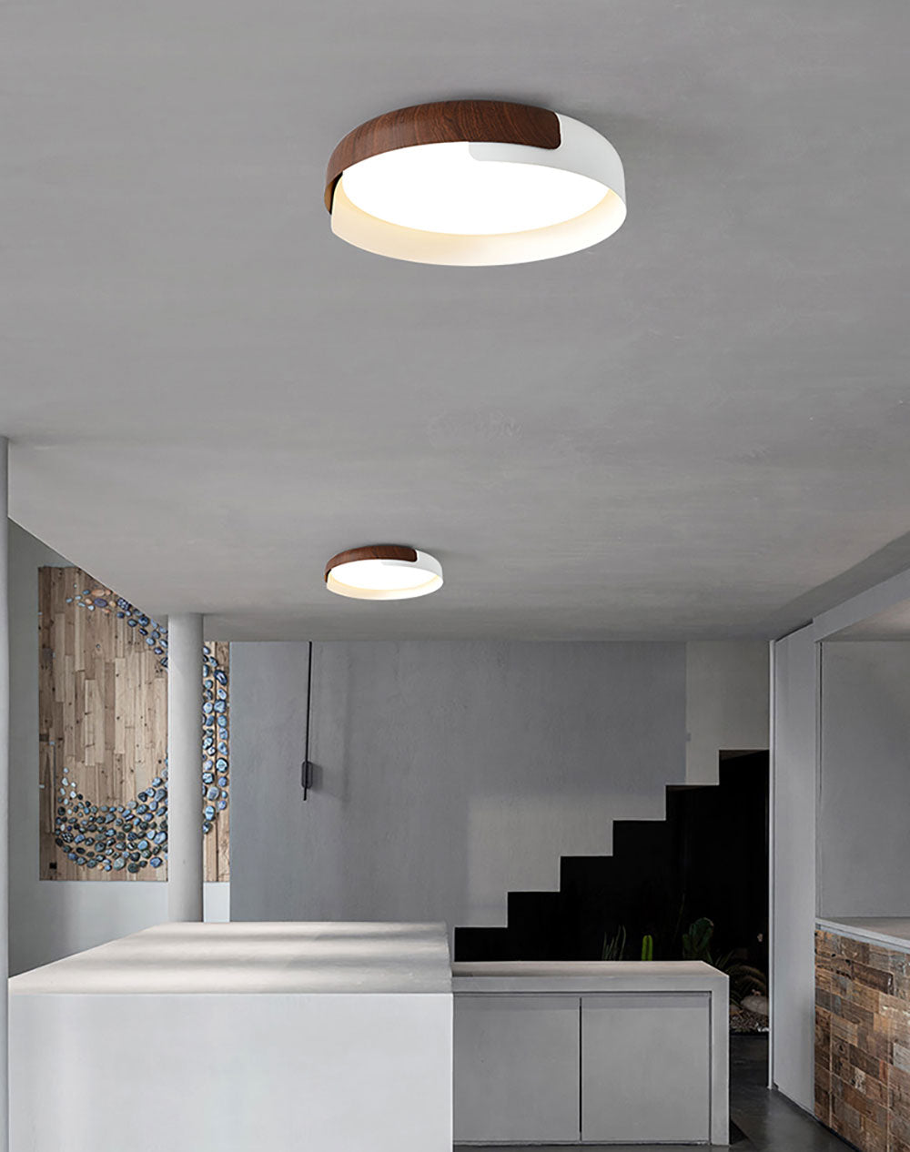 Hout geschilderde ronde plafondlamp
