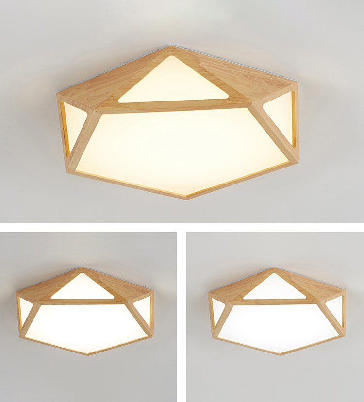 Geometrische houten plafondlamp